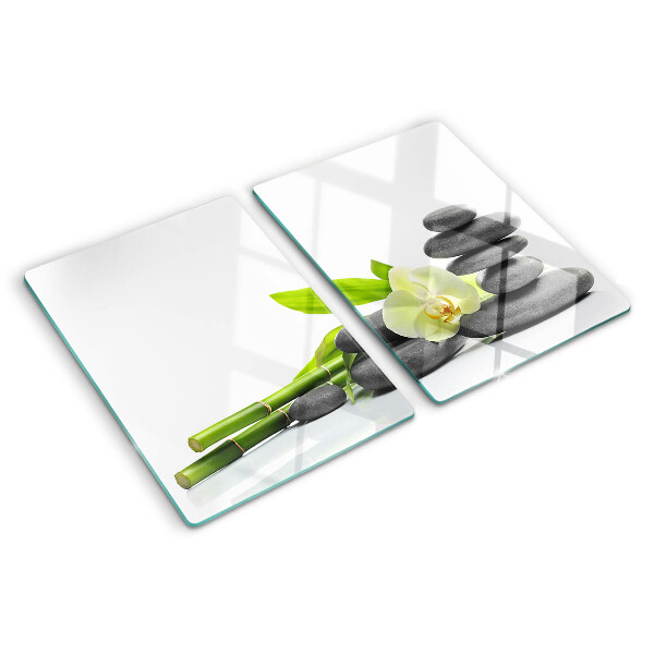Deska kuchenna szklana Orchidea i kamienie spa