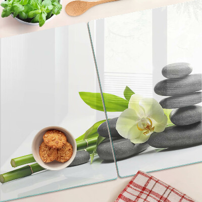 Deska kuchenna szklana Orchidea i kamienie spa