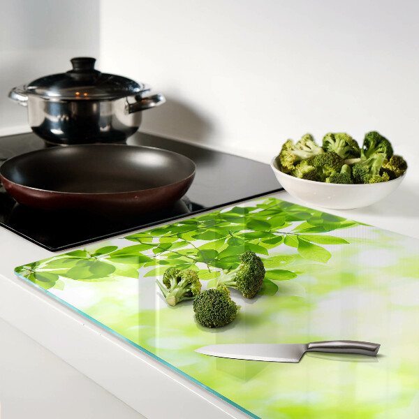 Szklana deska do krojenia Zielone liście w świetle