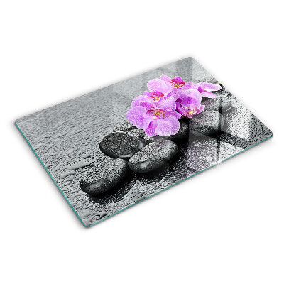 Szklana deska do krojenia Kwiaty i kamienie na tle wody