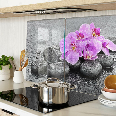 Szklana deska do krojenia Kwiaty i kamienie na tle wody