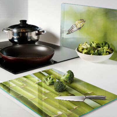 Szklana deska kuchenna Bamboo and butterfly design