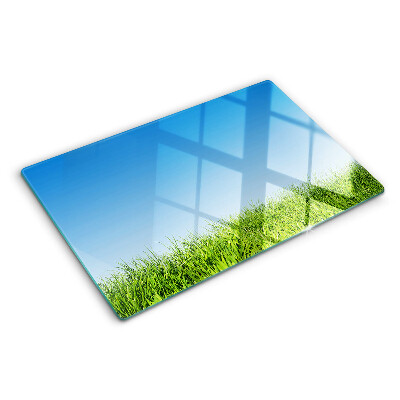 Szklana deska kuchenna Zielona łąka pod błękitnym niebem