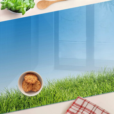 Szklana deska kuchenna Zielona łąka pod błękitnym niebem