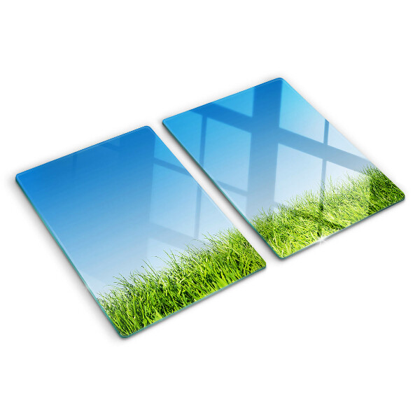 Szklana deska kuchenna Zielona łąka pod błękitnym niebem