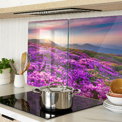 Deska kuchenna szklana Kwiatowy krajobraz w zachodzie słońca