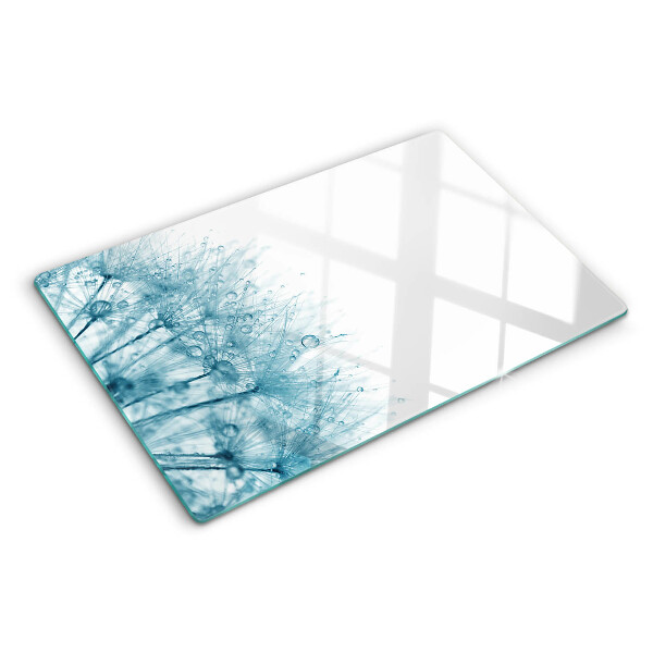 Szklana deska do krojenia Dmuchawce z kroplami wody