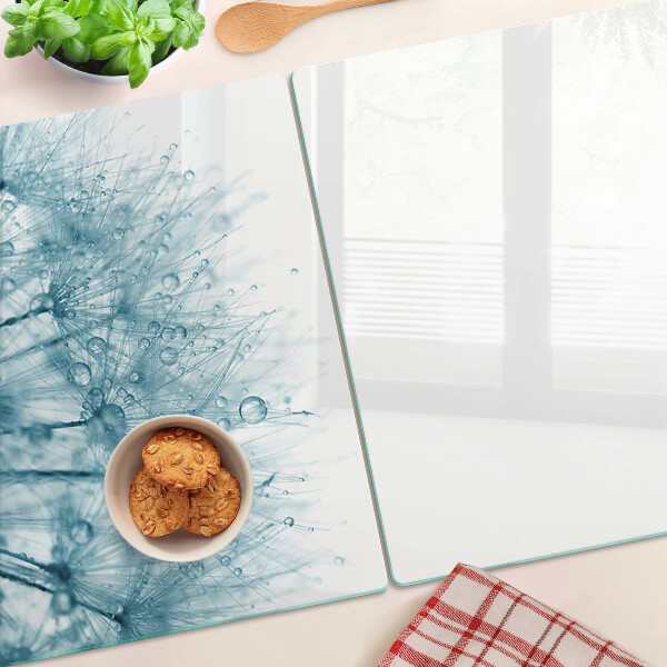 Szklana deska do krojenia Dmuchawce z kroplami wody