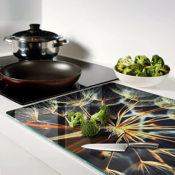 Szklana deska kuchenna Dmuchawce w makrofotografii