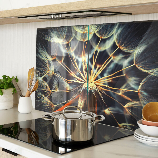 Snijplanken van glas Paardenbloemen in macrofotografie