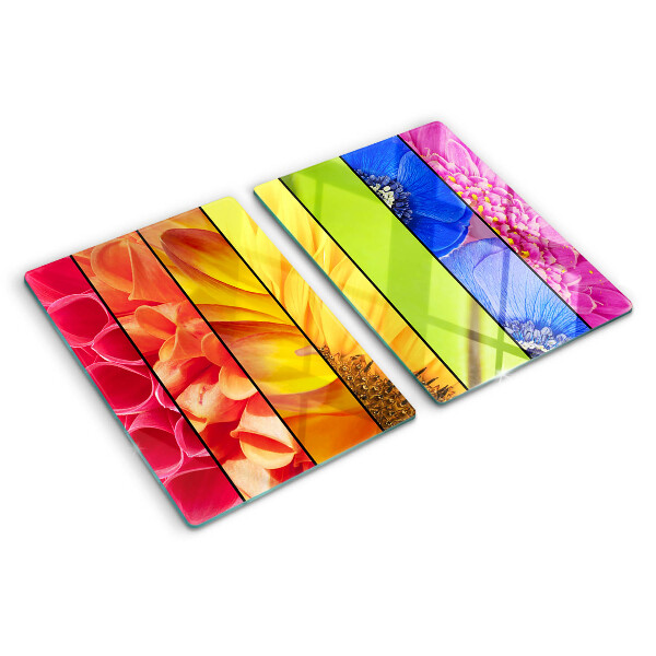 Snijplanken van glas Bloemmotieven in intense kleuren