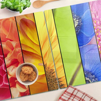 Deska kuchenna szklana Kwiatowe motywy w intensywnych kolorach