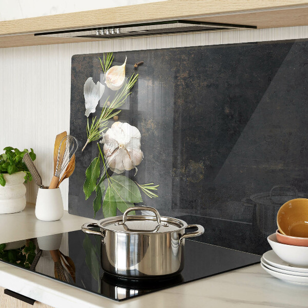 Szklana deska do krojenia Kwiaty i zioła na tle marmuru