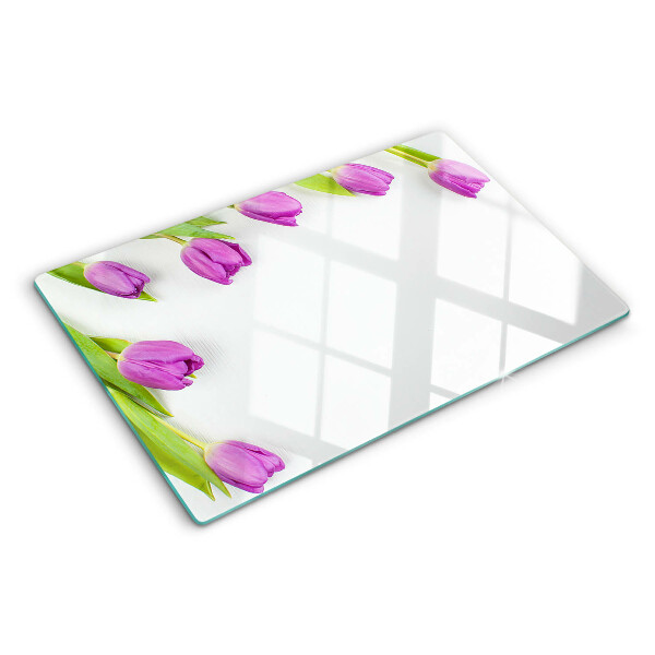 Szklana deska do krojenia Tulipany na białym tle