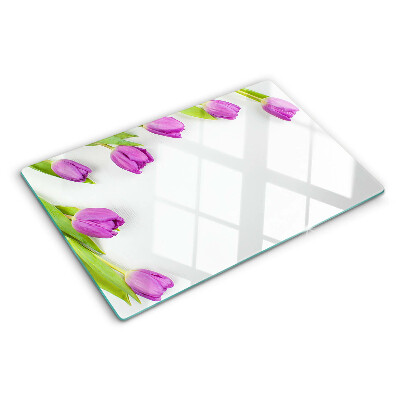 Szklana deska do krojenia Tulipany na białym tle