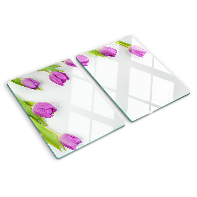 Snijplanken glas Tulpen op een witte achtergrond