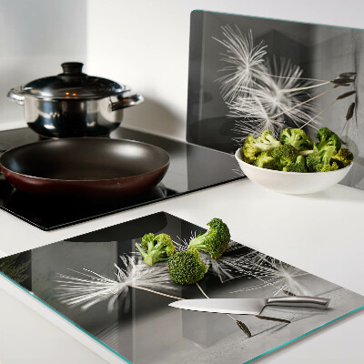 Szklana deska kuchenna Puchate dmuchawce na tle monochromatycznym