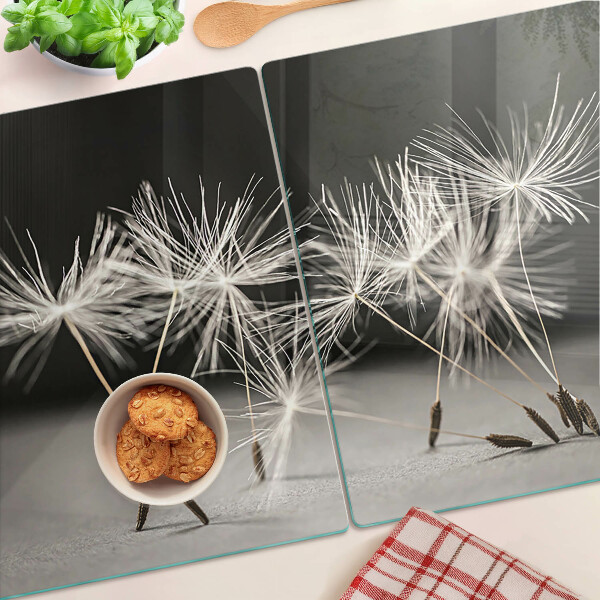 Szklana deska kuchenna Puchate dmuchawce na tle monochromatycznym