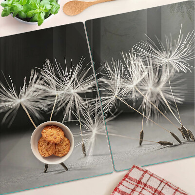 Szklana deska kuchenna Puchate dmuchawce na tle monochromatycznym