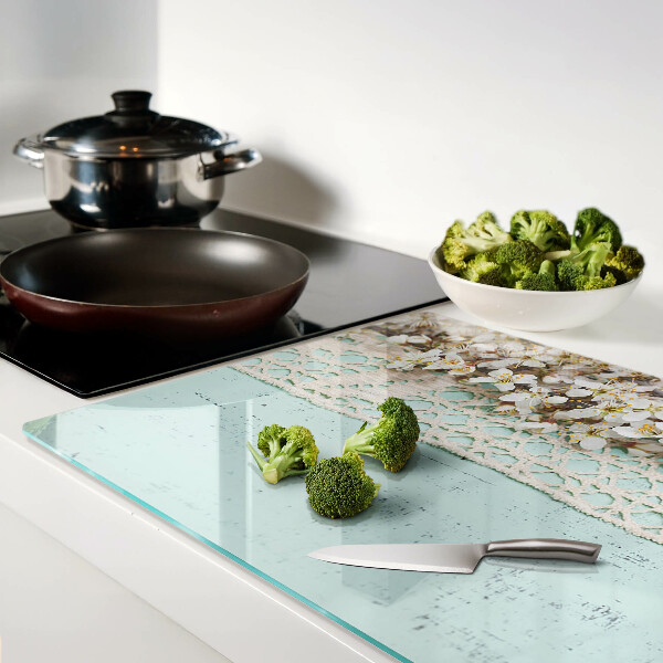 Deska kuchenna szklana Kwiatowy wzór z koronką