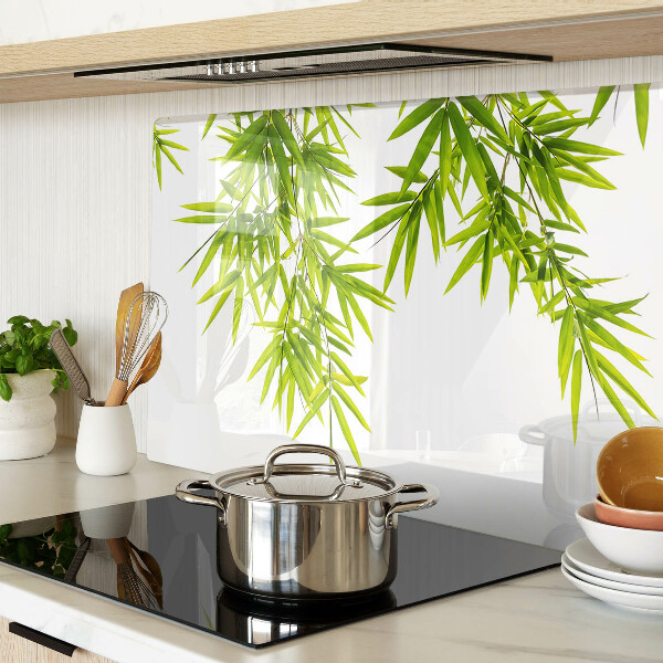 Szklana deska kuchenna Liście bambusa na tle okna
