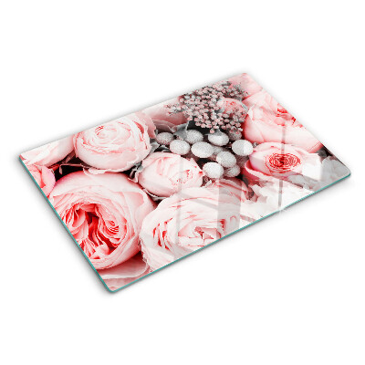 Snijplanken glas Rozen in verschillende tinten roze