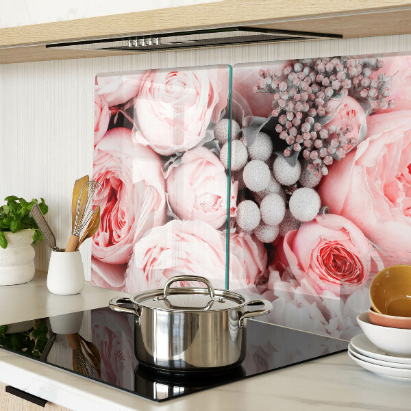 Szklana deska kuchenna Róże w odcieniach różu
