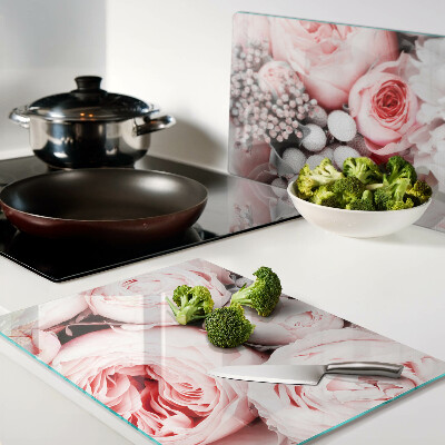 Szklana deska kuchenna Róże w odcieniach różu
