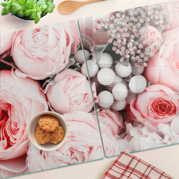 Szklana deska kuchenna Róże w odcieniach różu