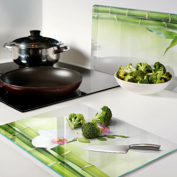 Snijplanken van glas Orchideeën en bamboe