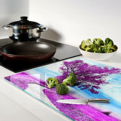 Deska kuchenna szklana Fioletowe drzewo na tle nieba