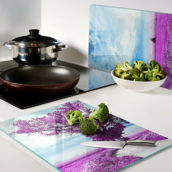 Deska kuchenna szklana Fioletowe drzewo na tle nieba