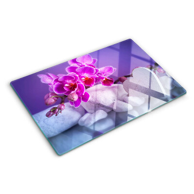 Szklana deska do krojenia Orchidee na kamieniach