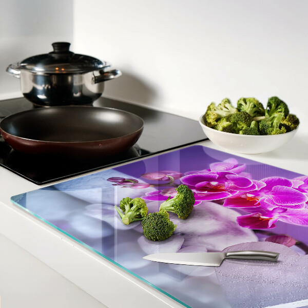 Glazen snijplanken Orchideeën op stenen