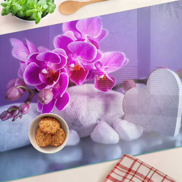 Glazen snijplanken Orchideeën op stenen