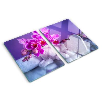 Glazen snijplanken Orchideeën op stenen