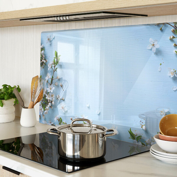 Szklana deska do krojenia Kwiatowy wzór na niebieskim tle