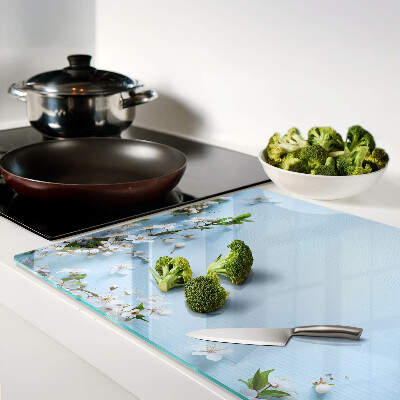 Szklana deska do krojenia Kwiatowy wzór na niebieskim tle