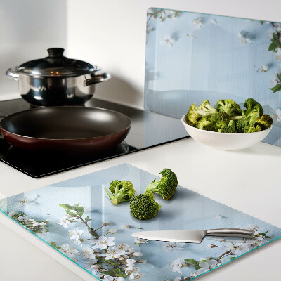 Szklana deska do krojenia Kwiatowy wzór na niebieskim tle