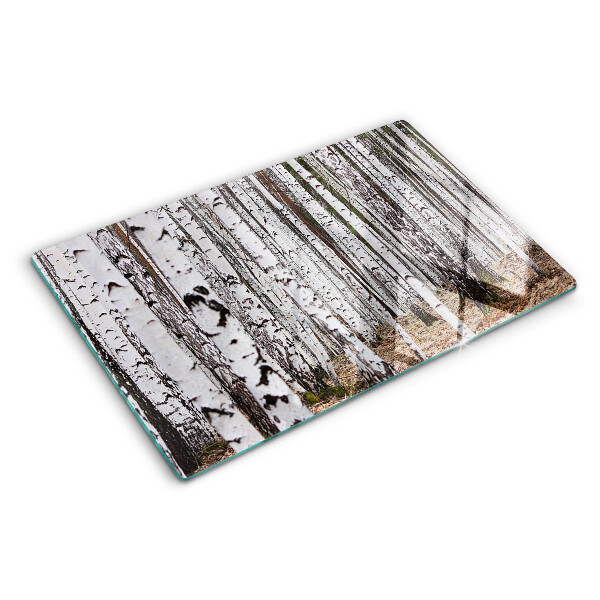 Szklana deska do krojenia Białe pnie drzew birchowych
