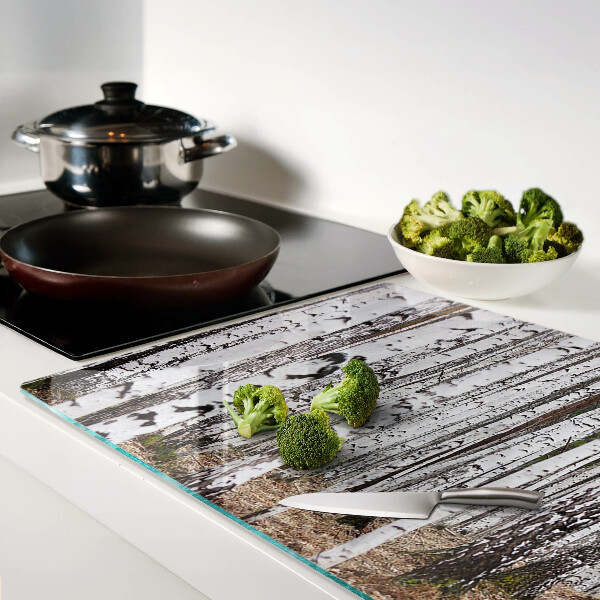 Szklana deska do krojenia Białe pnie drzew birchowych