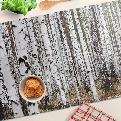 Szklana deska do krojenia Białe pnie drzew birchowych