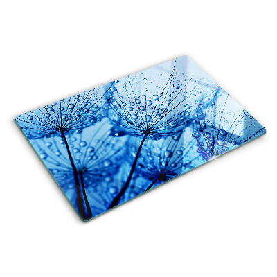 Szklana deska kuchenna Kwiaty z kroplami wody