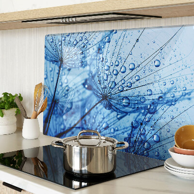 Szklana deska kuchenna Kwiaty z kroplami wody