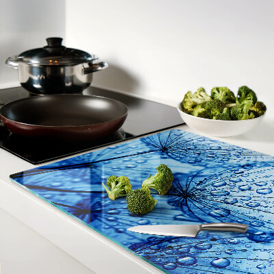 Szklana deska kuchenna Kwiaty z kroplami wody