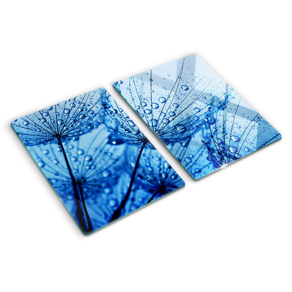 Szklana deska kuchenna Kwiaty z kroplami wody