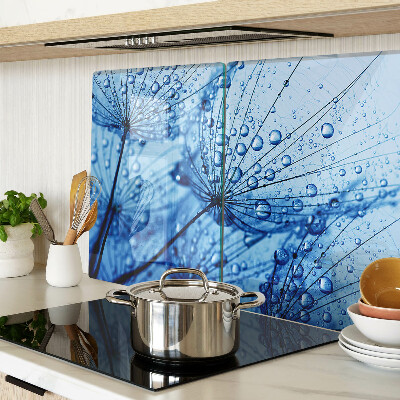 Szklana deska kuchenna Kwiaty z kroplami wody