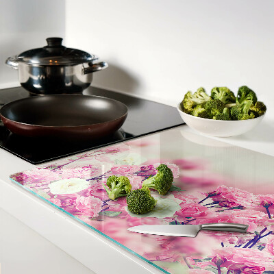 Deska kuchenna szklana Kwiatowy motyw różowy