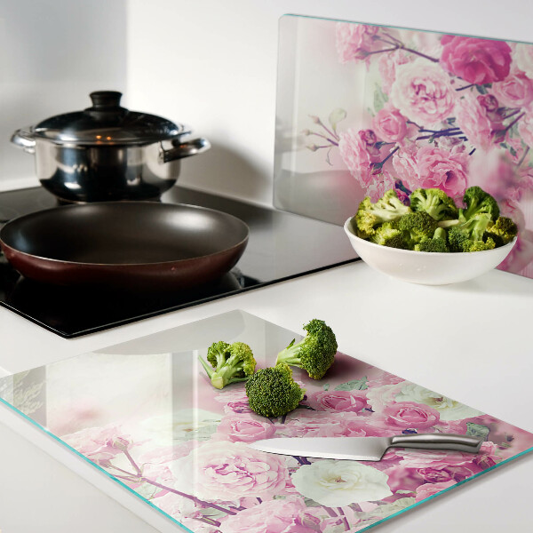 Deska kuchenna szklana Kwiatowy motyw różowy