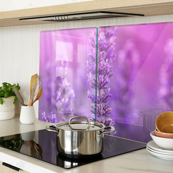 Glazen snijplanken Lavendelbloemen op een paarse achtergrond